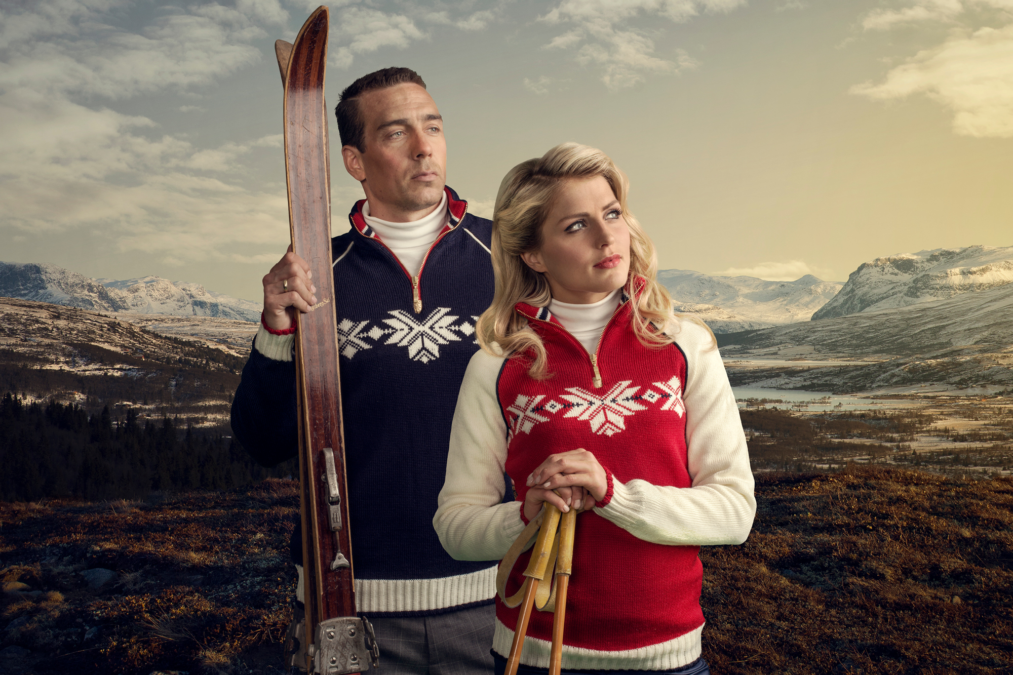 2014  Vinter-OL - Sochi, Russland.      Bildet: Eldar Rønning og Therese Johaug i OL-genseren. 